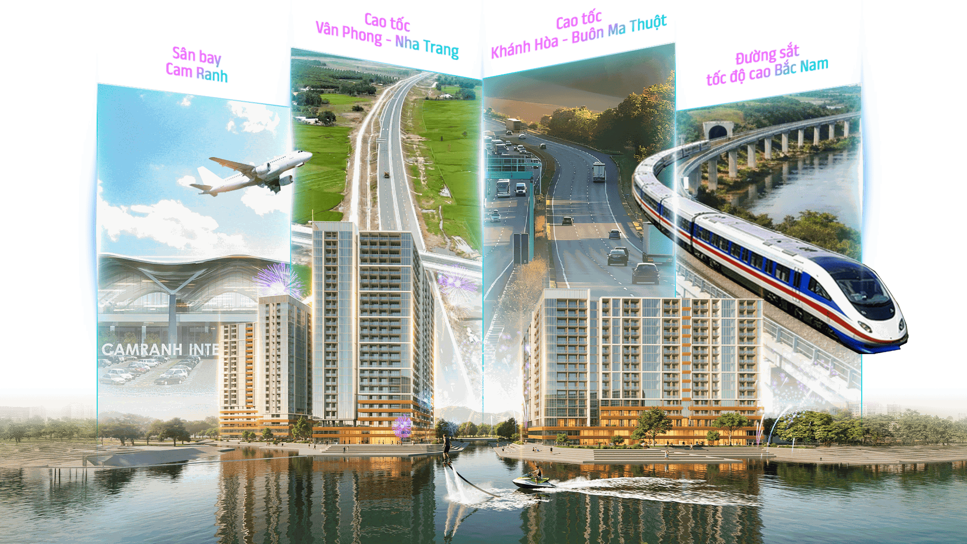 Hạ tầng kết nối: sân bay Cam Ranh, cao tốc Vân Phong – Nha Trang, Khánh Hòa – Buôn Ma Thuột, đường sắt tốc độ cao Bắc Nam