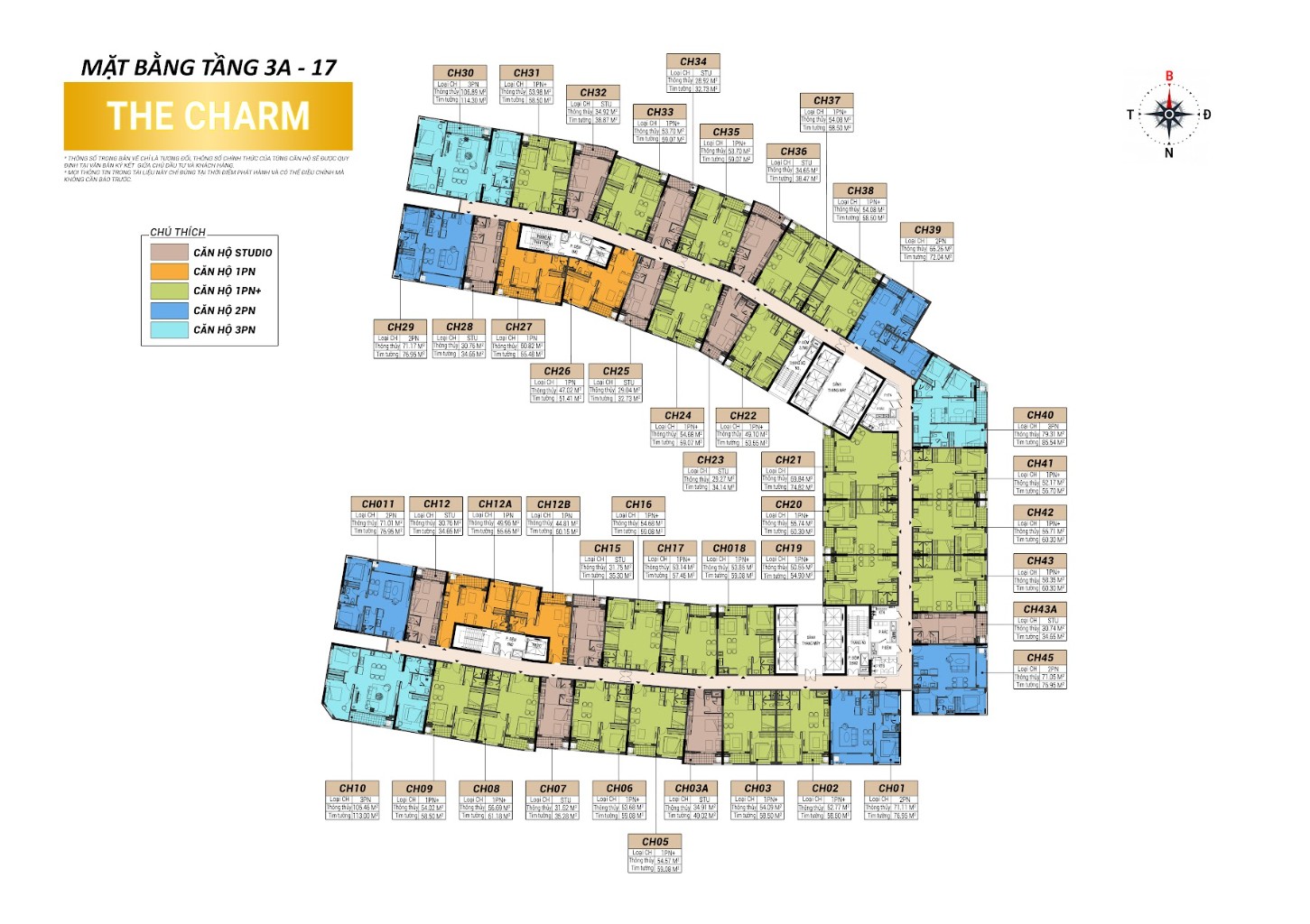 Mặt bằng tầng 3A–17 tòa The Charm — Charmora City