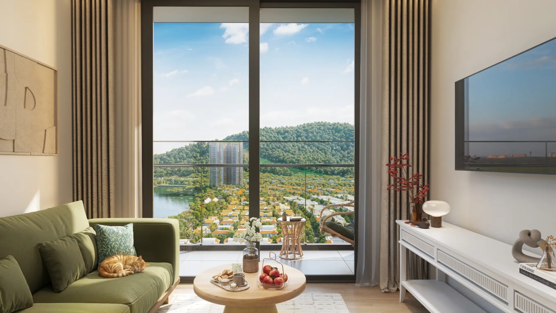 Nội thất phòng khách căn hộ Charmora City view sông