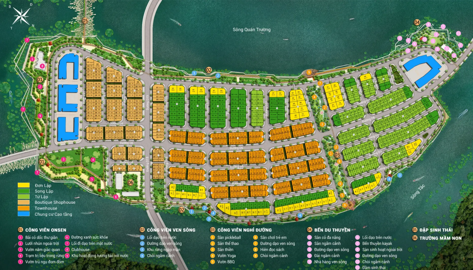 Mặt bằng tổng thể Charmora City — phân khu, hệ công viên và tiện ích